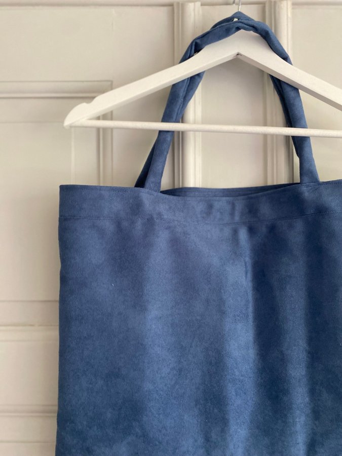 Totebag stofpose mulepose blå fake leather