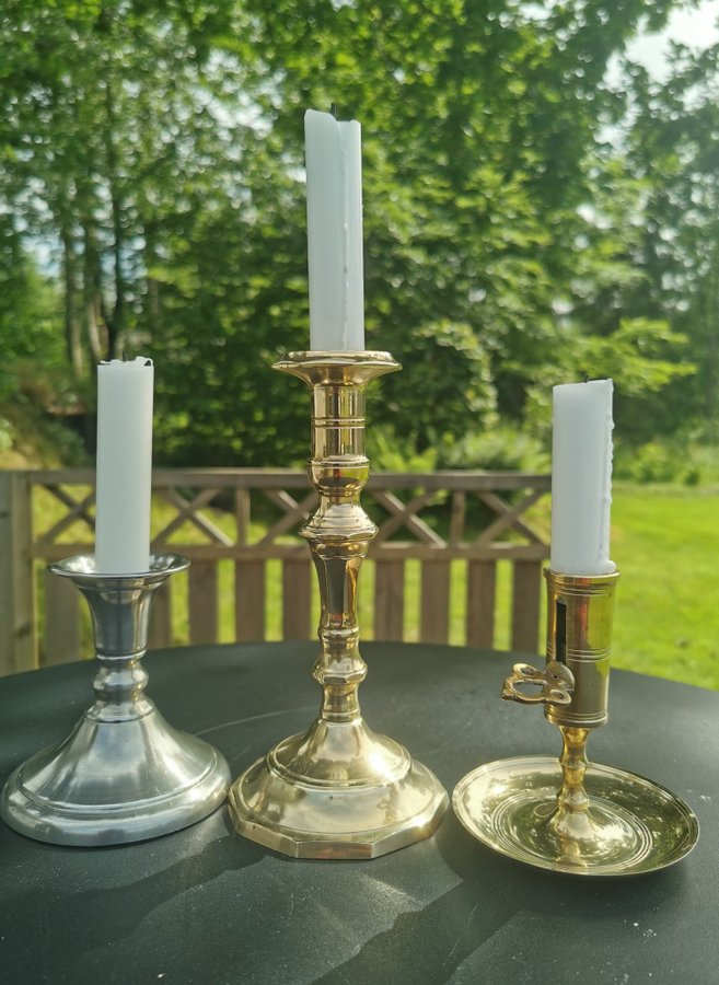 Vintage ljusstakar~mässing~tenn~candleholder brass~