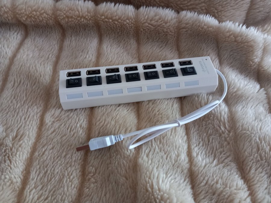 7 Ports USB Hub Adapter med LED Lamp