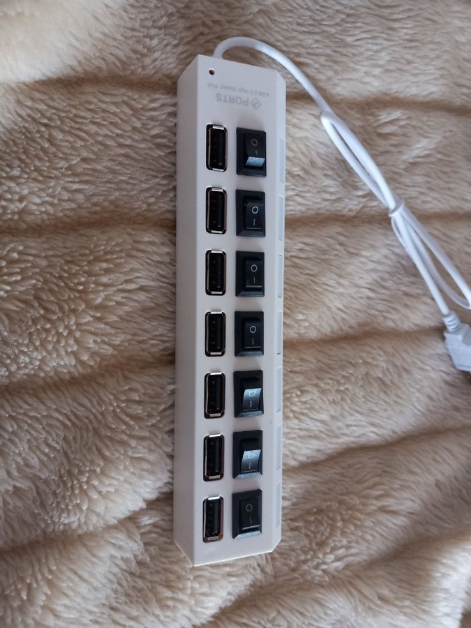 7 Ports USB Hub Adapter med LED Lamp