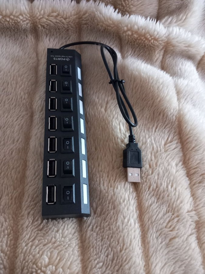 7 Ports USB Hub Adapter med LED Lamp