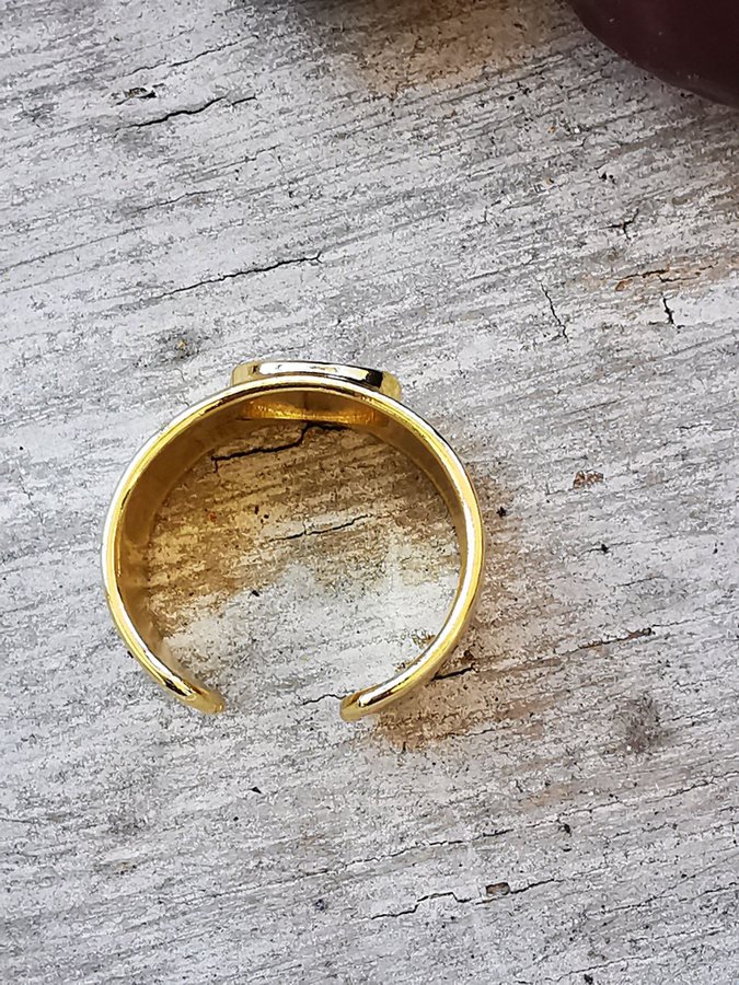 Ny 18k Guldfyllda Guld Fatima ring justerbar