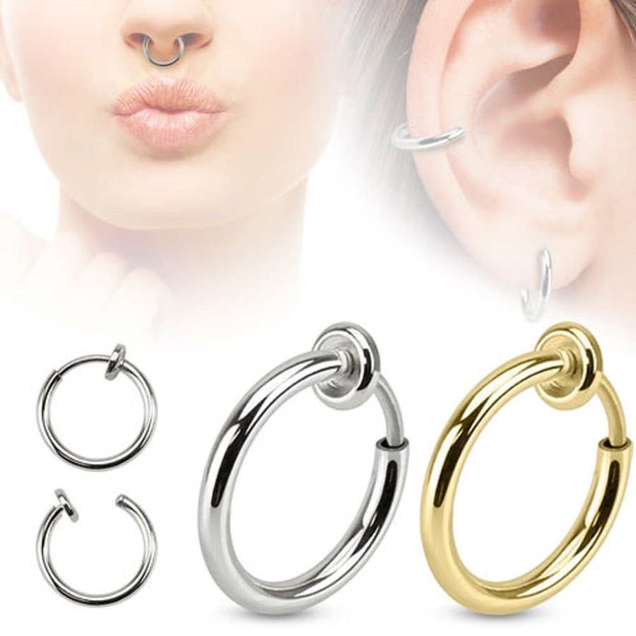 2-pack Guld Clip-on Näsring Fake Piercing Näsa Septum guld