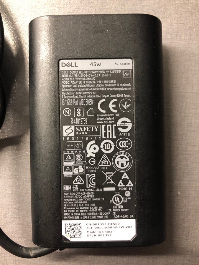 Dell AC-Adapter 45W USB-C 20V/15V/9V/5V