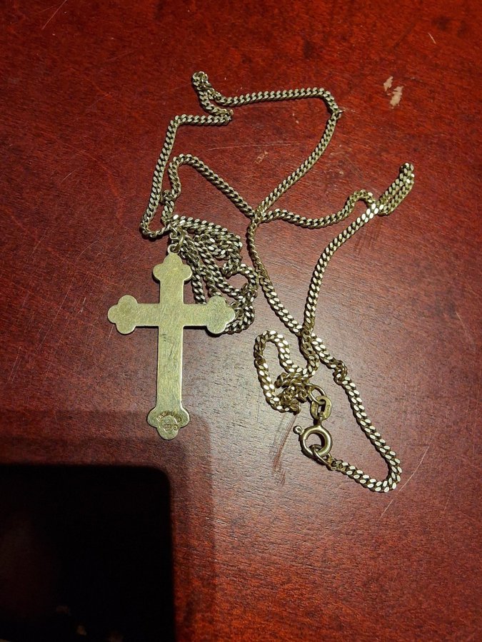 Silver necklace and cross pendant golden 925 Balestra