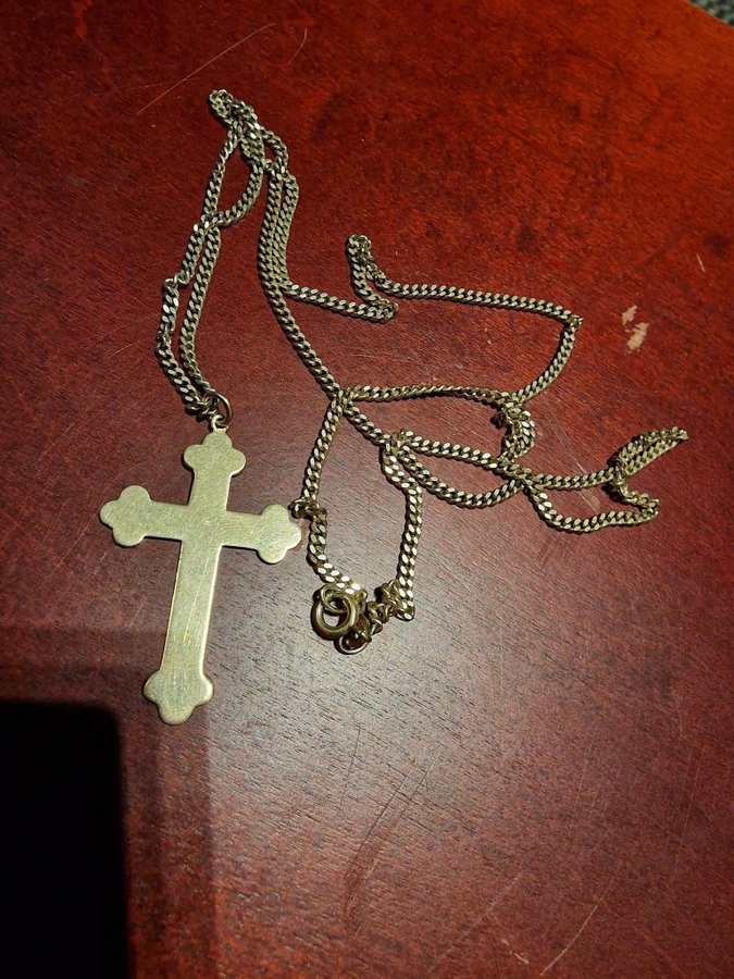Silver necklace and cross pendant golden 925 Balestra