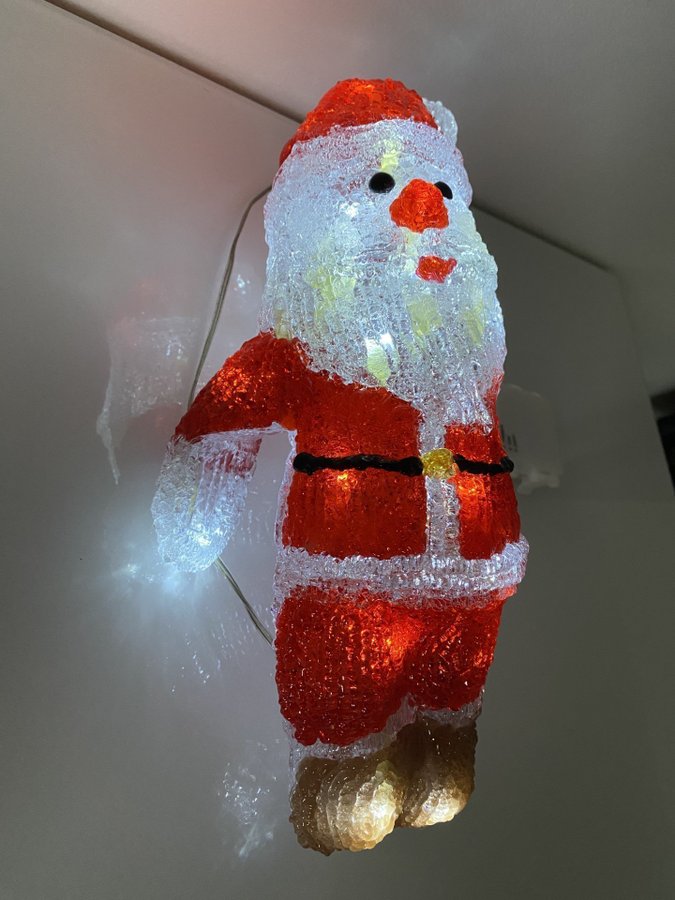 HÄNGANDE JULTOMTE med LEDBELYSNING  TIMER -30 CM- 1 ÄGARE ASK  MKT FINT SKICK