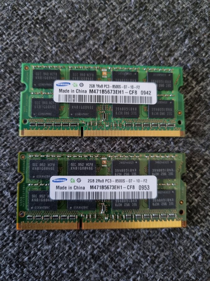 4GB (2X2 GB) DDR 3 PC3-8500 DDR3 1066 märke Samsung för laptop