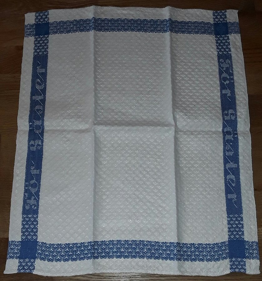 3 vita äldre LINNE GÄSTHANDDUKAR linne handdukar blå bård