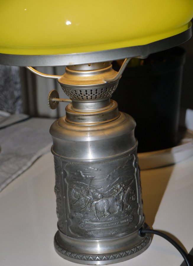 Fotogenlampa antik Kosmos Brener SKS Design tenn Tyskland Bordslampa vintage el