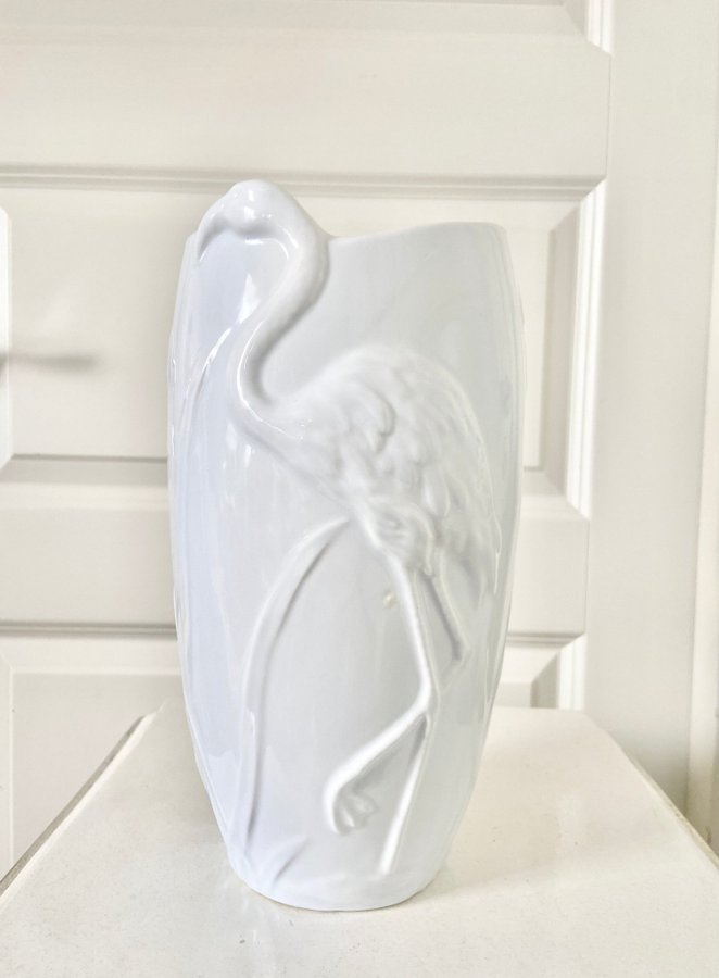 Zara Home Vas I porslin Flamingo Relief Mönster Vit