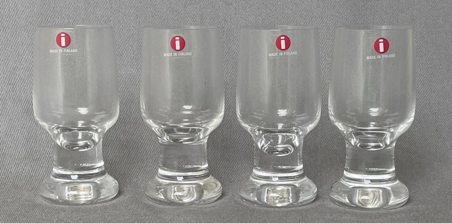 Tapio Wirkkala Iittala 4 snapsglas Joiku Etikett