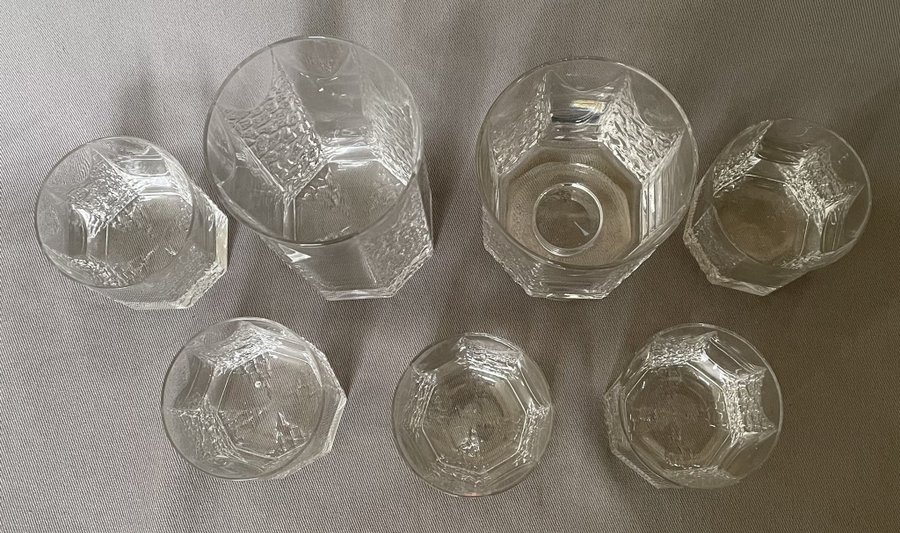 Timo Sarpaneva Iittala 5+1+1 glas Kalinka 1 med etikett