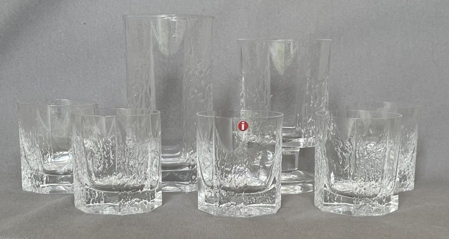 Timo Sarpaneva Iittala 5+1+1 glas Kalinka 1 med etikett