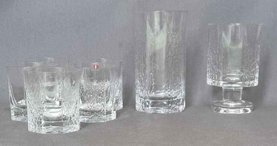 Timo Sarpaneva Iittala 5+1+1 glas Kalinka 1 med etikett