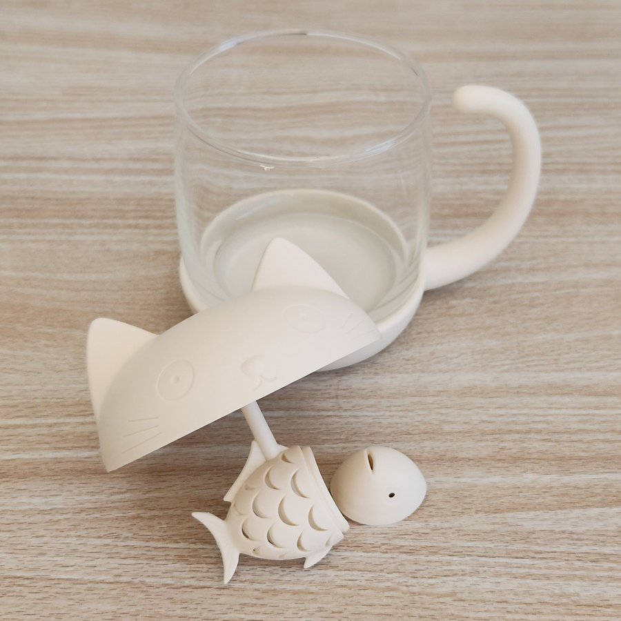 Cute Cat Tea Mug Creative Infuser Glass Drinkware Cup