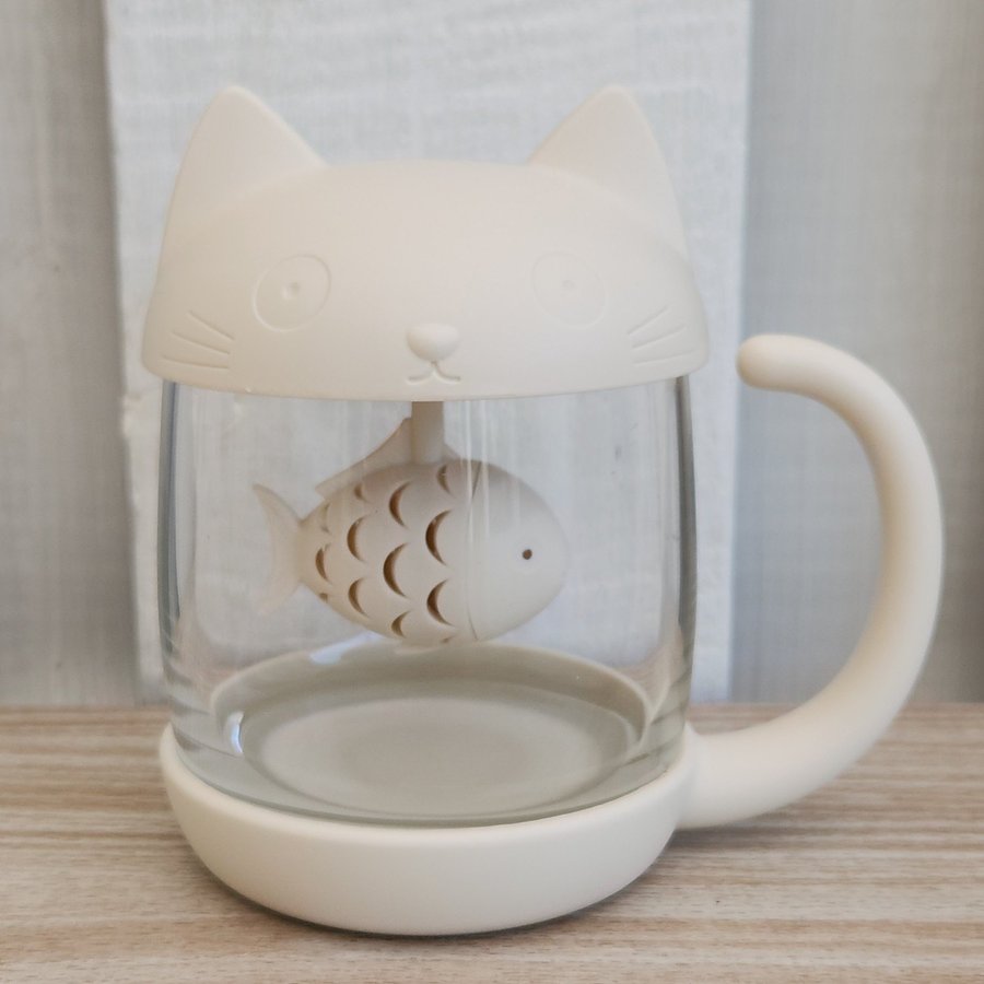 Cute Cat Tea Mug Creative Infuser Glass Drinkware Cup