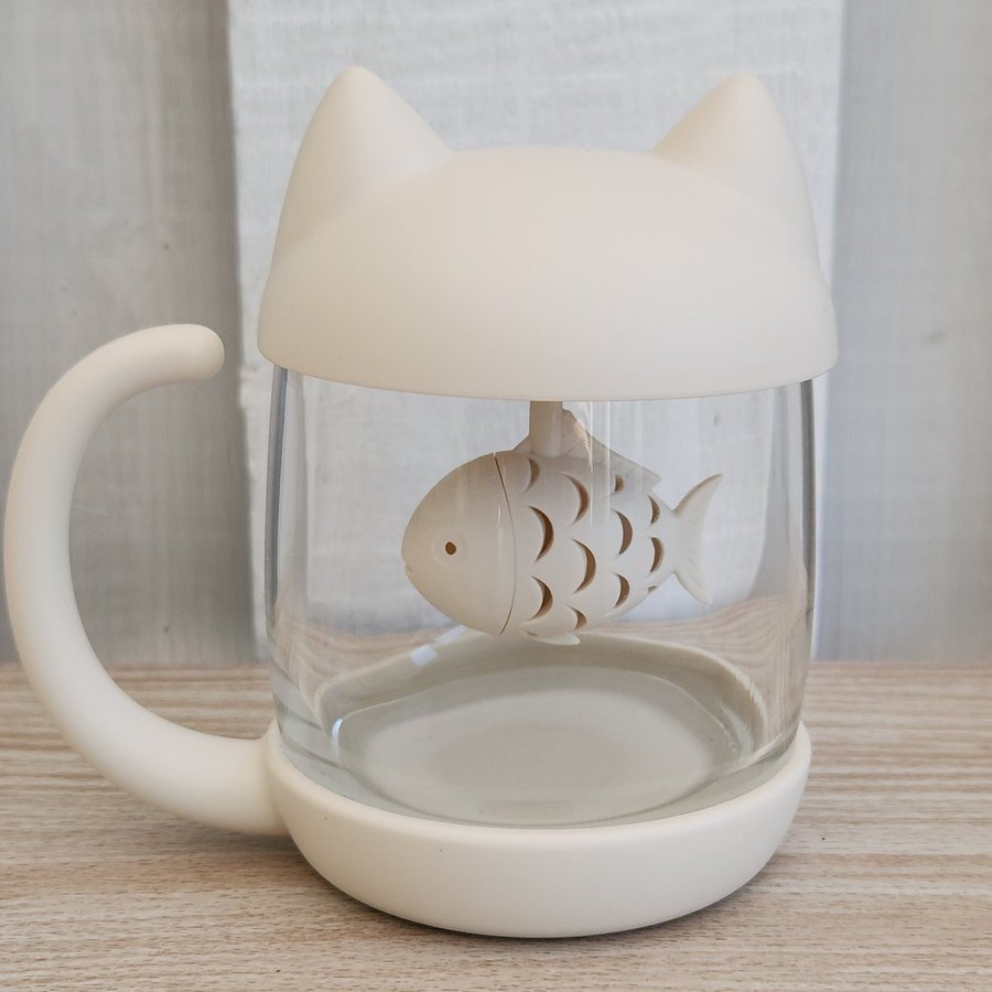 Cute Cat Tea Mug Creative Infuser Glass Drinkware Cup