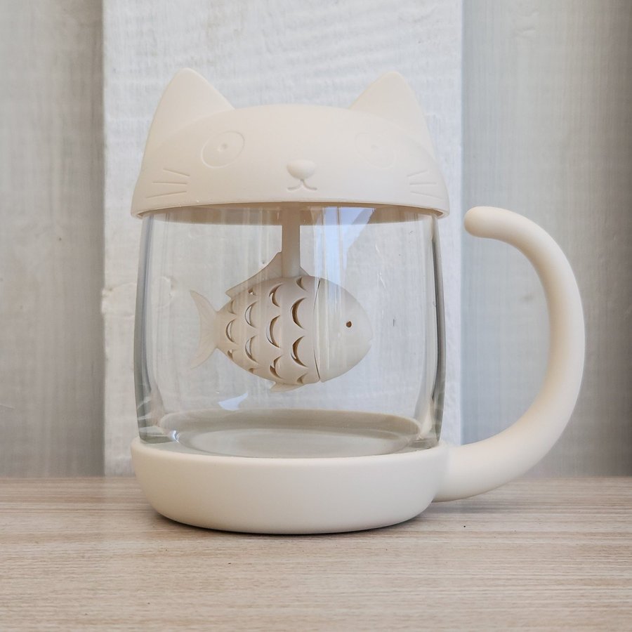 Cute Cat Tea Mug Creative Infuser Glass Drinkware Cup