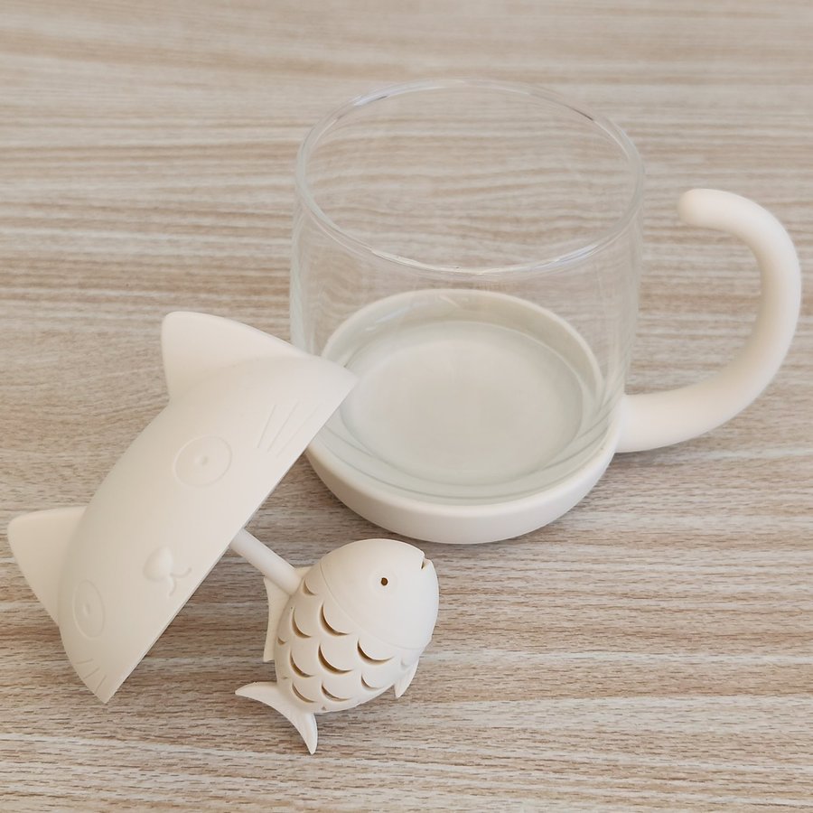 Cute Cat Tea Mug Creative Infuser Glass Drinkware Cup