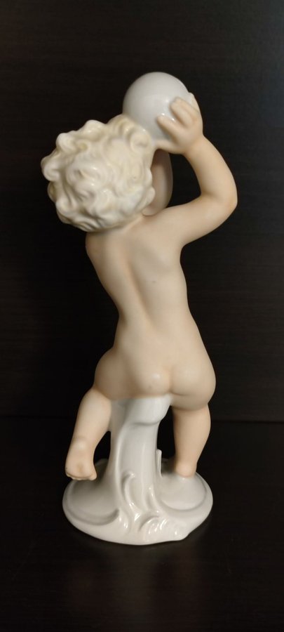 Antik porslin figur Schau bach kunst Naken pojke