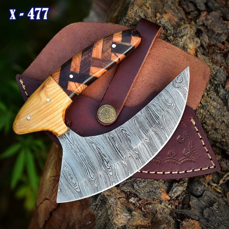 Custom Handmade Forged Damascus Steel ULU Knife Chef Knife Kitchen Knife