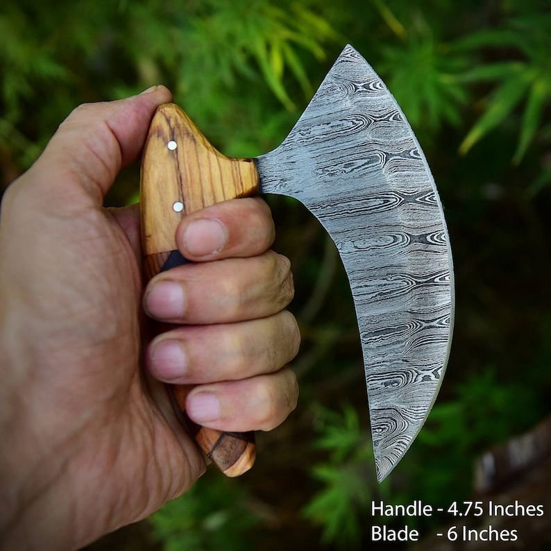 Custom Handmade Forged Damascus Steel ULU Knife Chef Knife Kitchen Knife