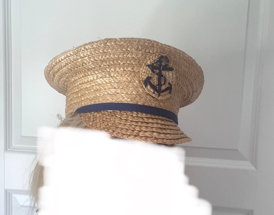 Retro vintage sjömans hatt 70-tal mössa i halm strå