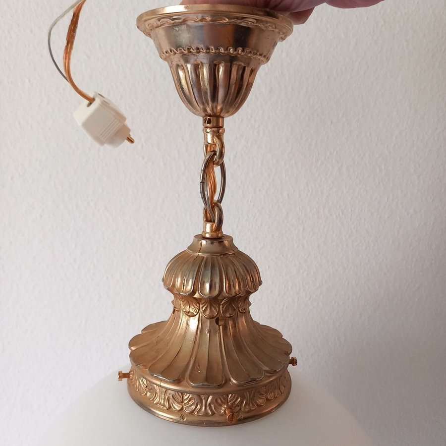 Vintage klottacklampa glas/mässing blommotiv