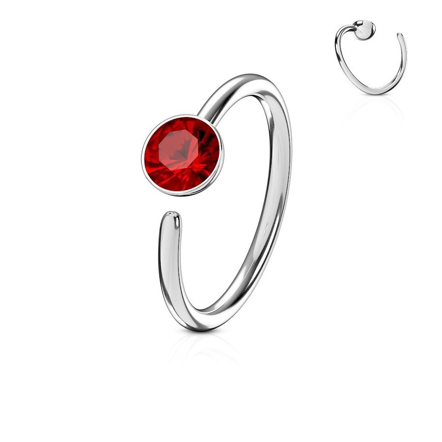 REA__REA__8 mm Piercing ring i 316L stål med Röd CZ