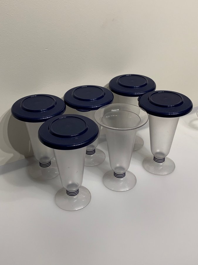 Tupperware - 6 st plast glas till glass - 2855A-3 - vintage