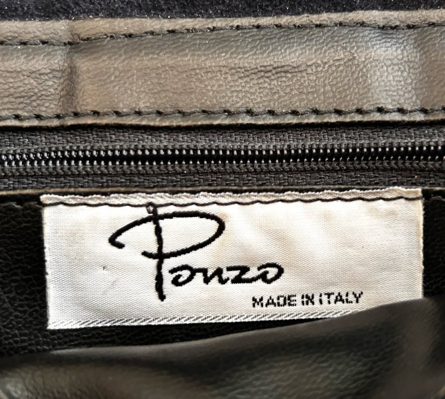 Fin praktisk tidlös Italiensk PONZO klassisk axelremsväska väska i äkta läder