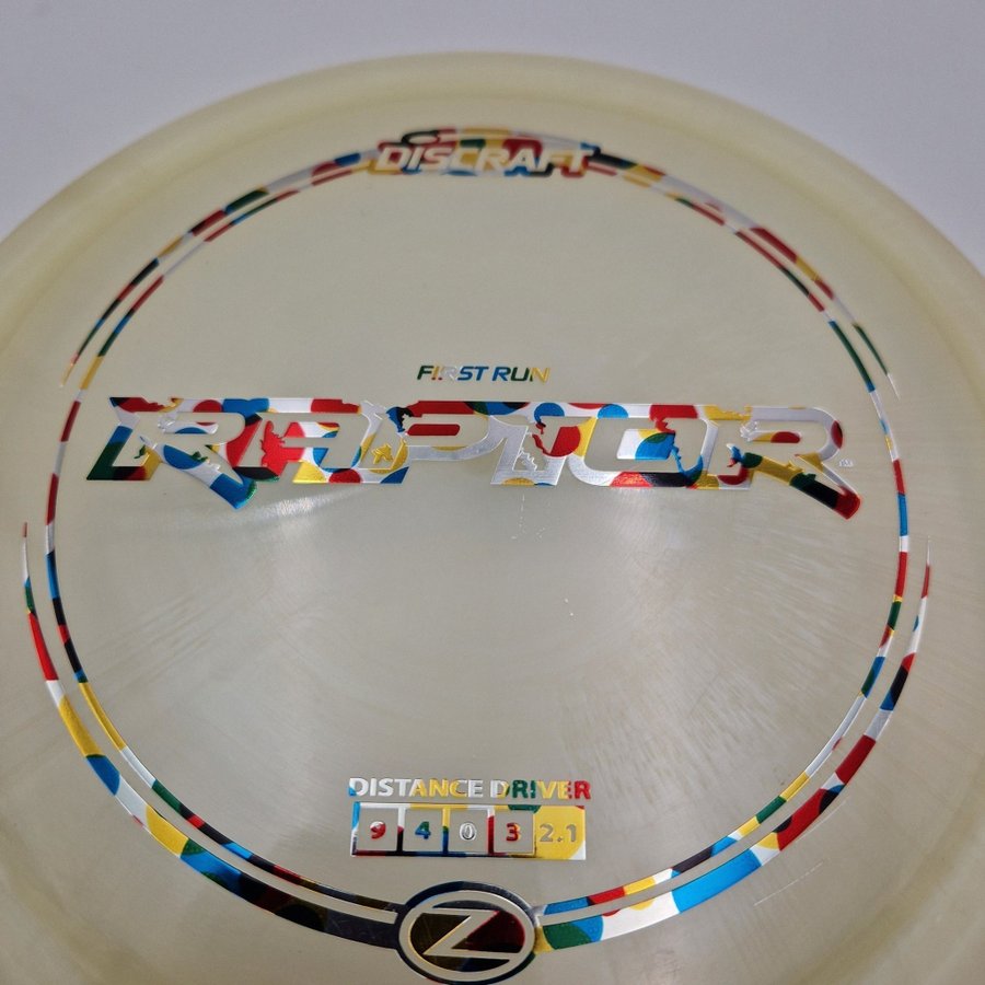 FIRST RUN Z Raptor Discraft Vit Rainbow Discgolf Frisbee Frisbeegolf