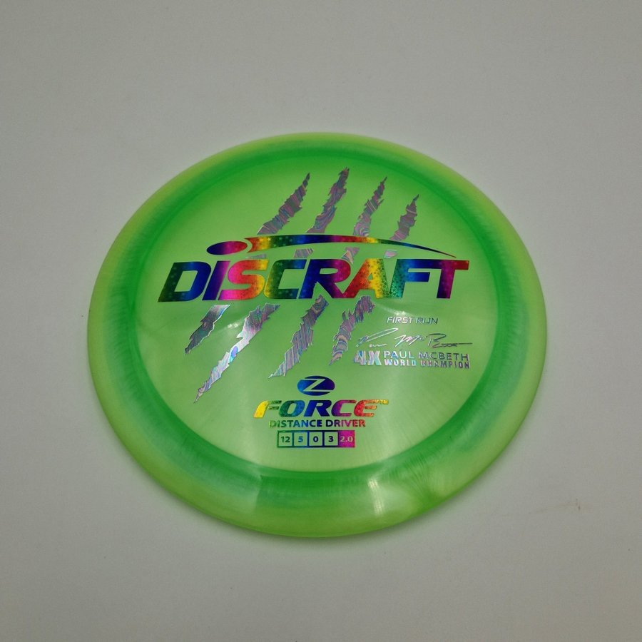 FIRST RUN Paul McBeth 4x Z Force Discraft Driver Rainbow Discgolf Frisbee Grön