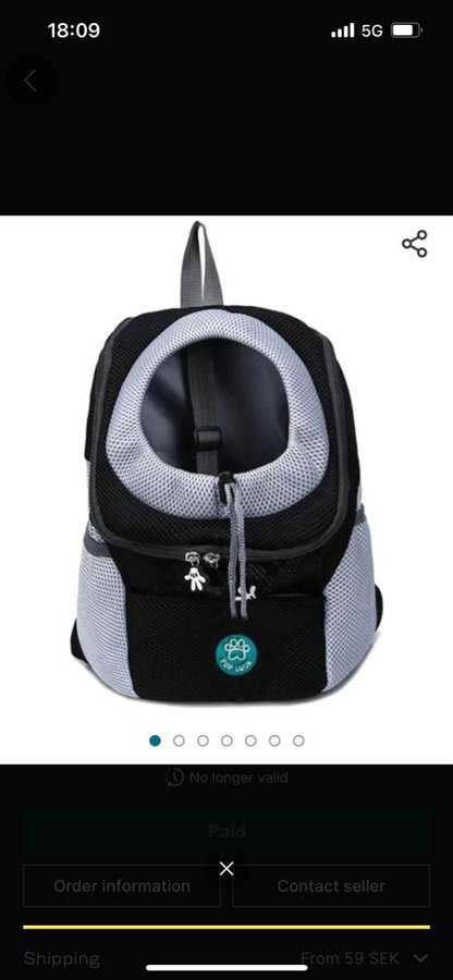 LARGE Cat/dog carrier backpack for walks - tried once