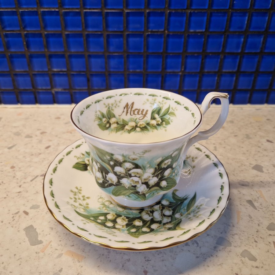 Månadskopp May Royal Albert Flower of the month retro kaffekopp liljekonvalj