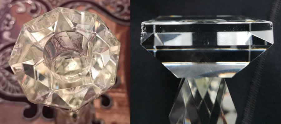 Vacker kristall ljusstake med glasmanschett med kristaller