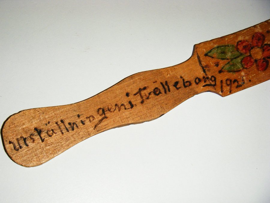 Antik brevkniv i trä - Utställningen i Trälleborg år 1925 - Trelleborg Handmålad