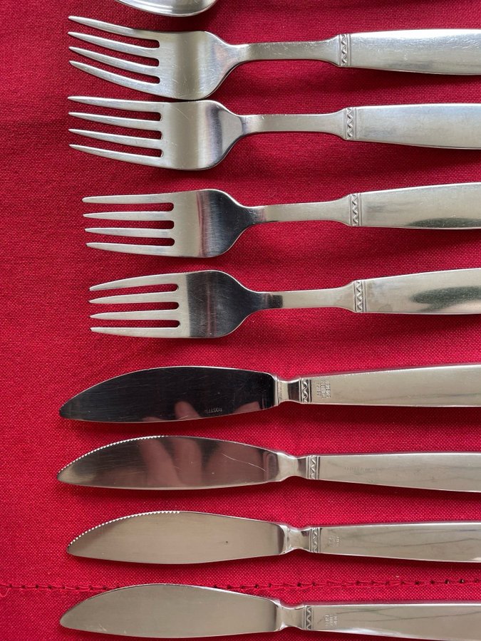 6 Gense Ranka BESTICK MATBESTICK rostfritt stål kniv sked gaffel vintage