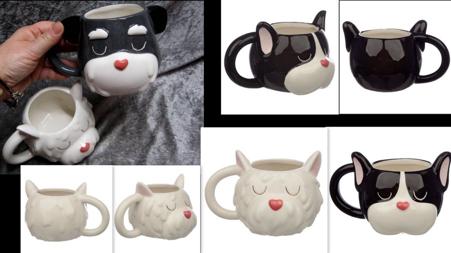 2 Olika Hund design muggar kaffekopp tekoppar porslin keramik muggar present