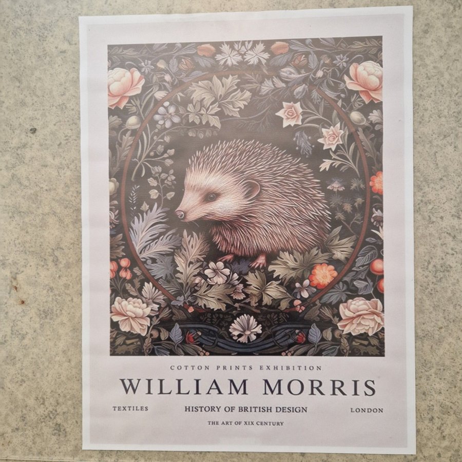 Ljuvlig bild på canvasduk tavla poster IGELKOTT WILLIAM MORRIS