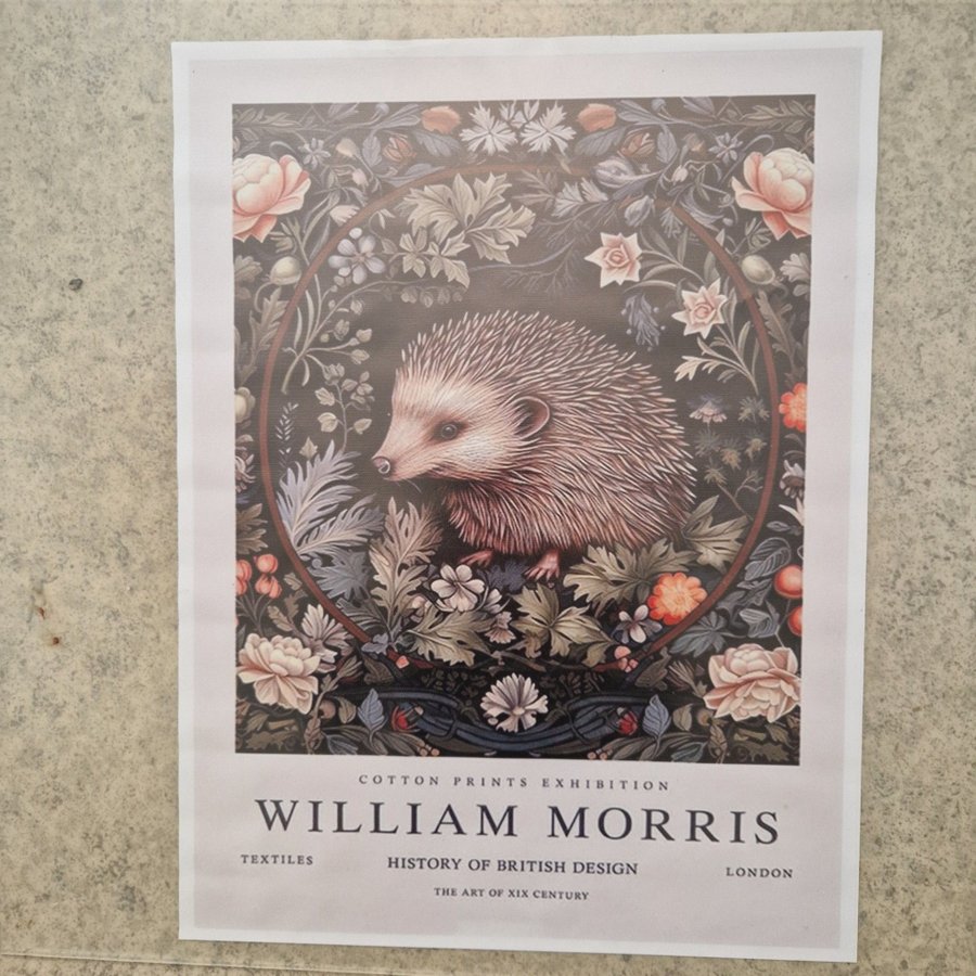 Ljuvlig bild på canvasduk tavla poster IGELKOTT WILLIAM MORRIS