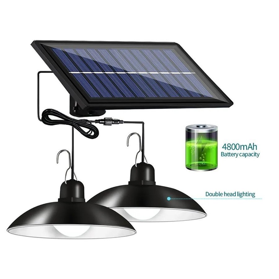 Soldrivna lampor med solpanel med inbyggt batteri 4800 mah