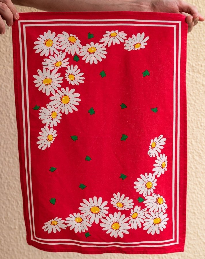 Vintage Floral Cotton Kitchen Towel 50s 60s 70s | Kitsch MCM Mid Century Retro
