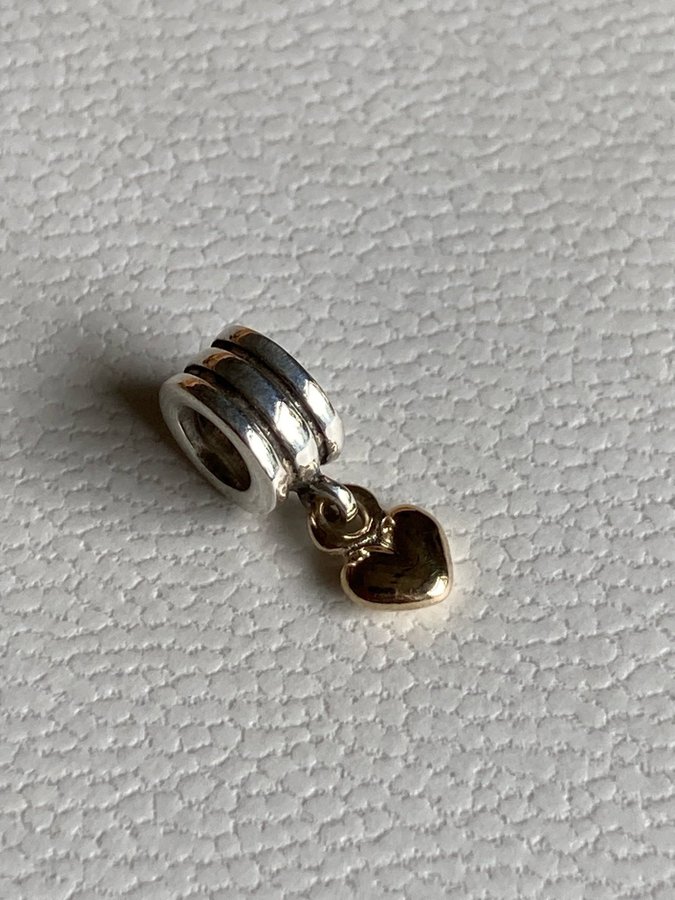 Pandora Charm with 14K Gold Heart Dangle