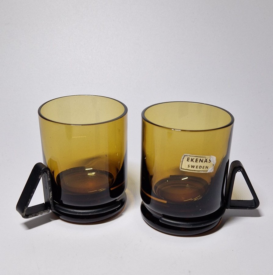 6 ST VINTAGE RETRO PUNSCH / GLÖGG GLAS EKENÄS BRUK AB