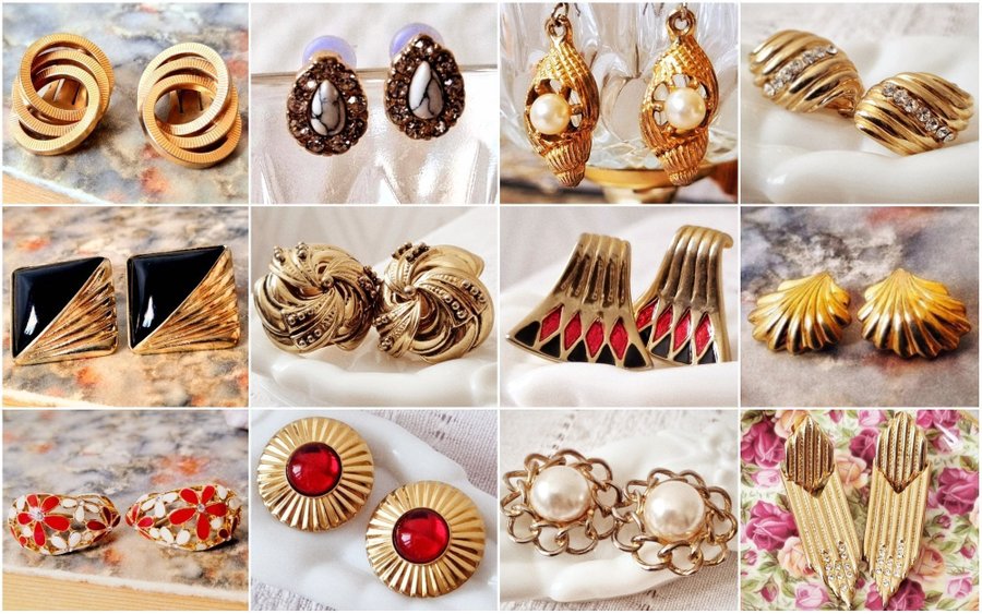 Beautiful Vintage 1960s 1980s Gold Chapado Oro Round Clip-on Earrings | Retro