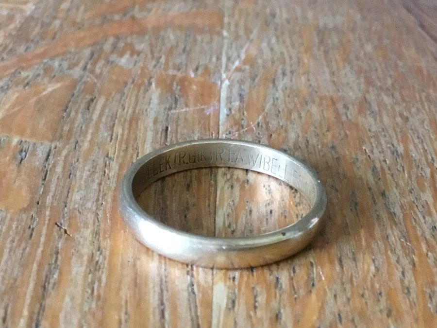Välbevarad antik ring ”Elektrisk Giktring” i mässing stämplad / Strl 205 mm