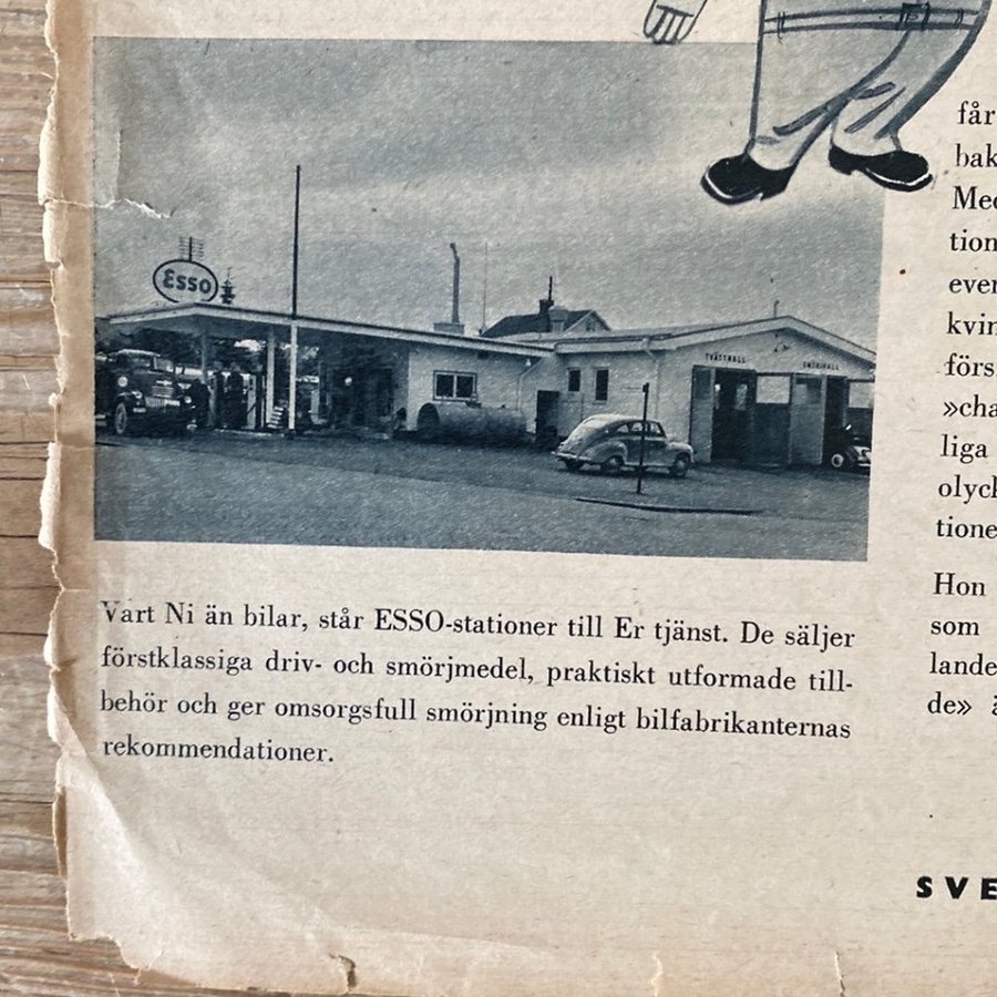 Tidningsannons Esso Retro 1950-talet