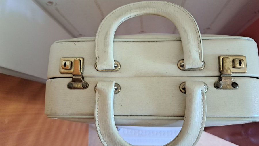 Beauty Box från 1960-talet retro vintage beige fint skick väska handväska